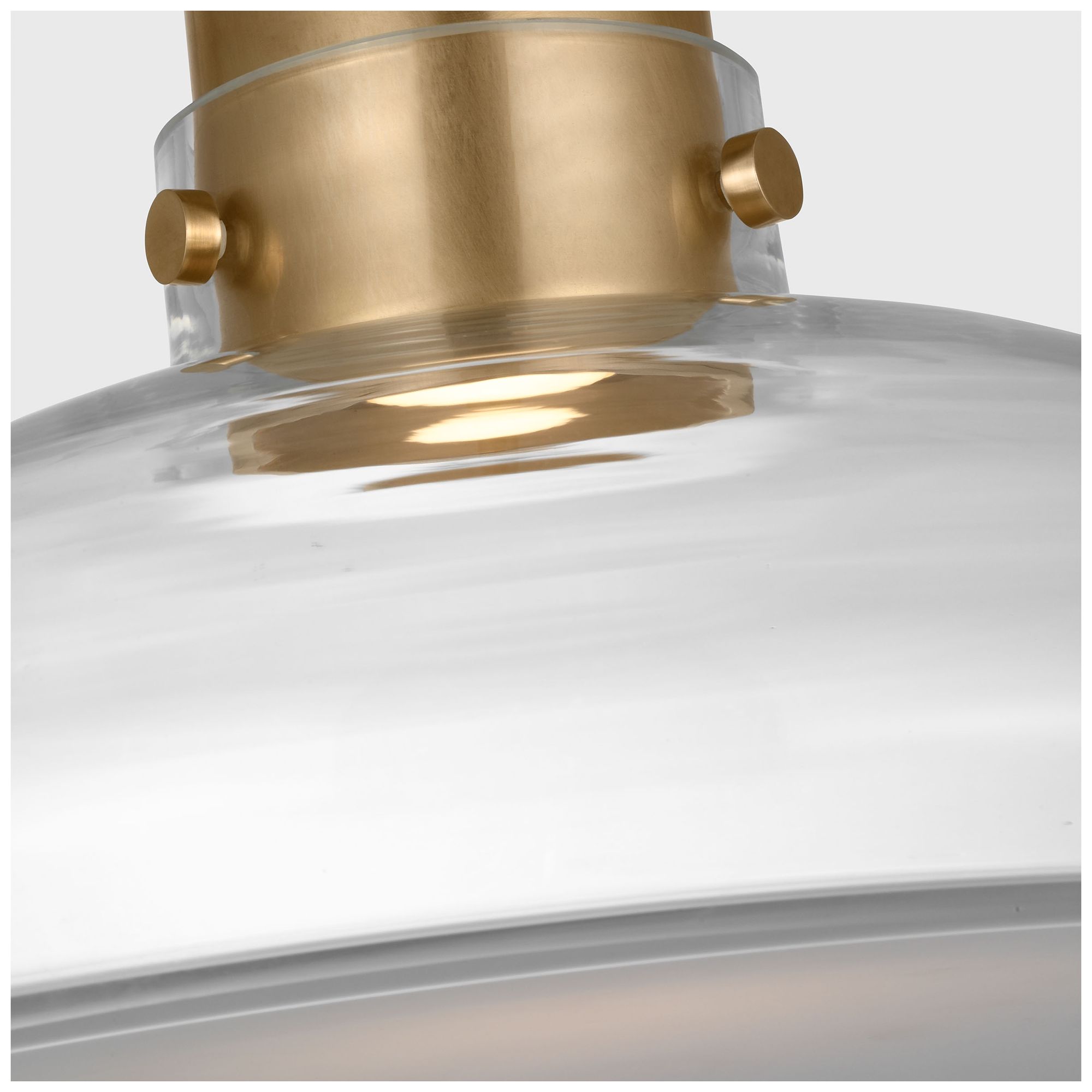 Image 4 Visual Comfort Modern Warm Dim LED 16 in Wide Brass and Clear Glass Pendant more views