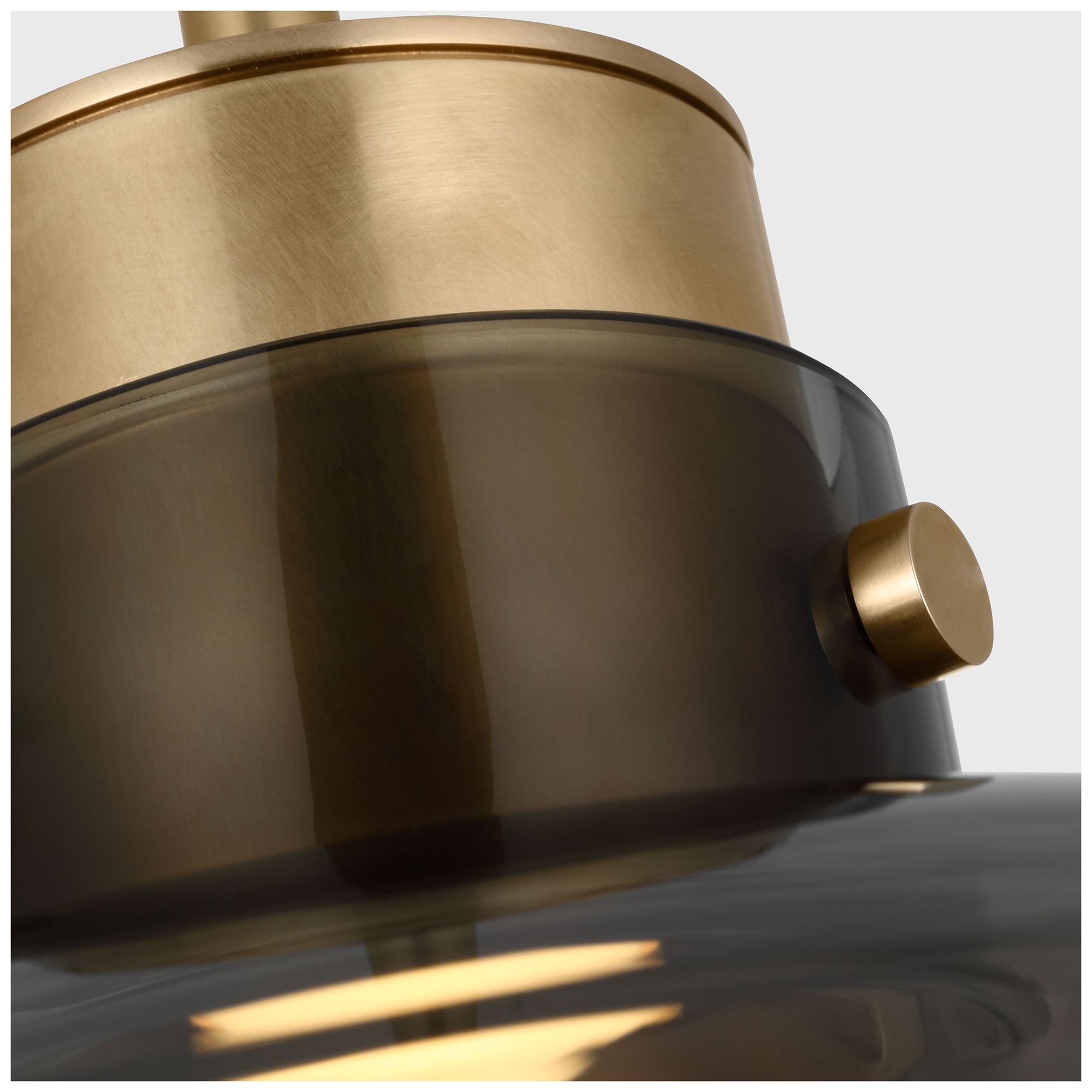 Image 4 Visual Comfort Modern Warm Dim LED 16 inch Brass and Smoked Glass Pendant more views