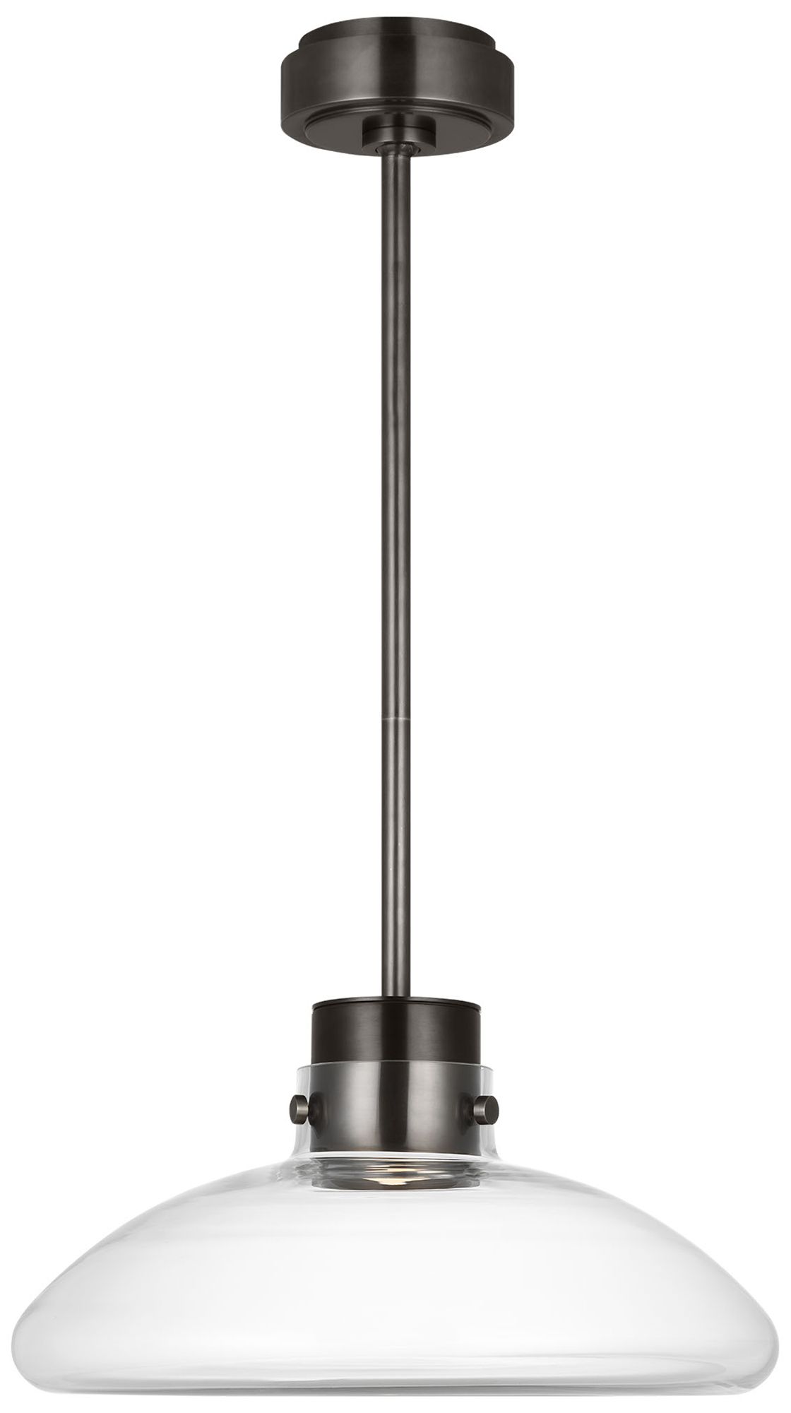 Visual Comfort Modern Warm Dim LED 16 inch Bronze and Clear Glass Pendant