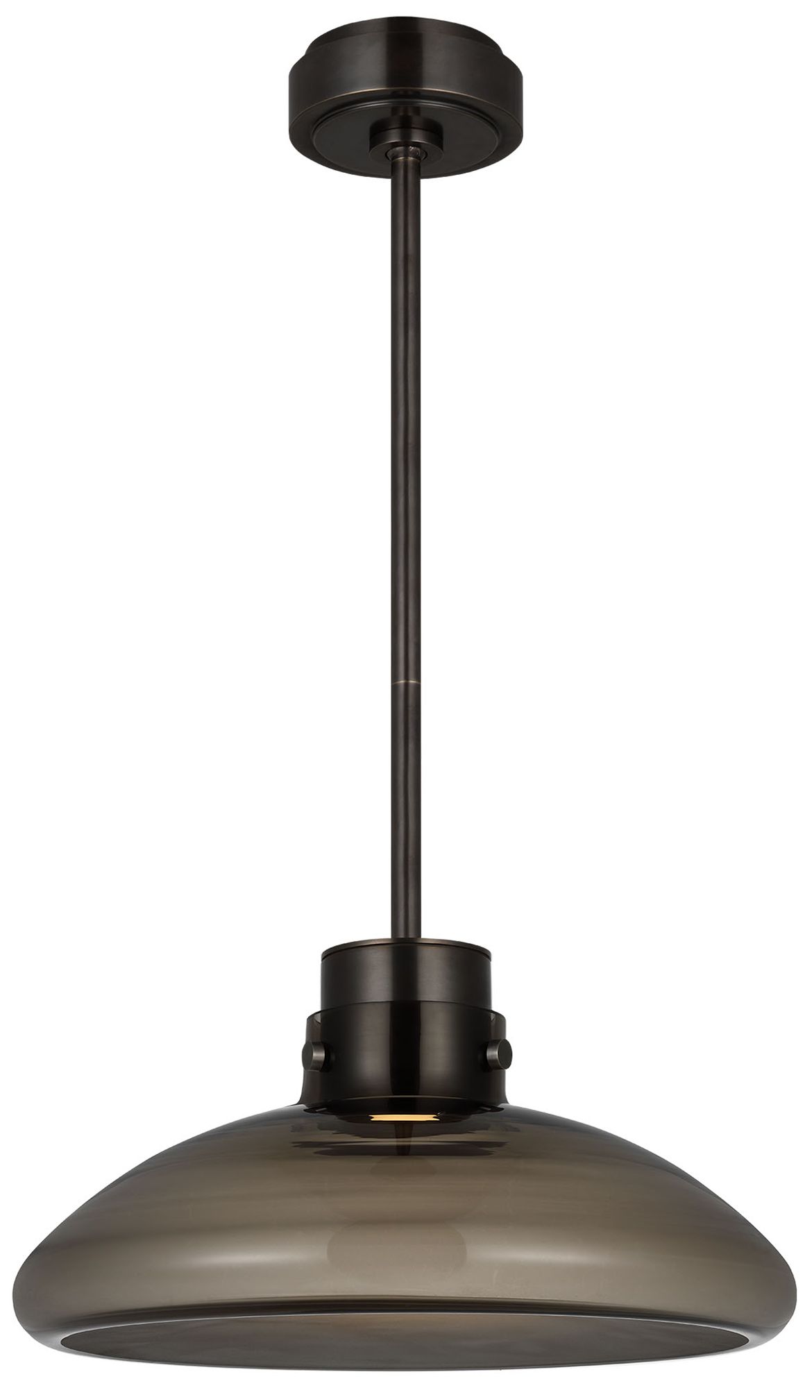 Image 2 Visual Comfort Modern Warm Dim LED 16 inch Bronze and Smoked Glass Pendant more views
