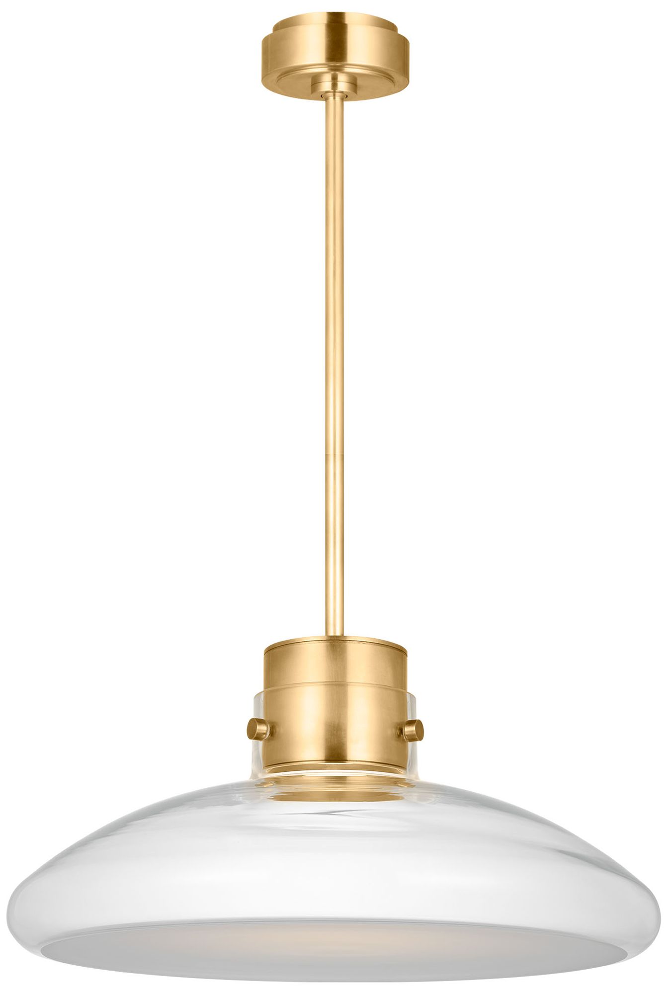 Image 2 Visual Comfort Modern Warm Dim LED 22 in Wide Brass and Clear Glass Pendant more views