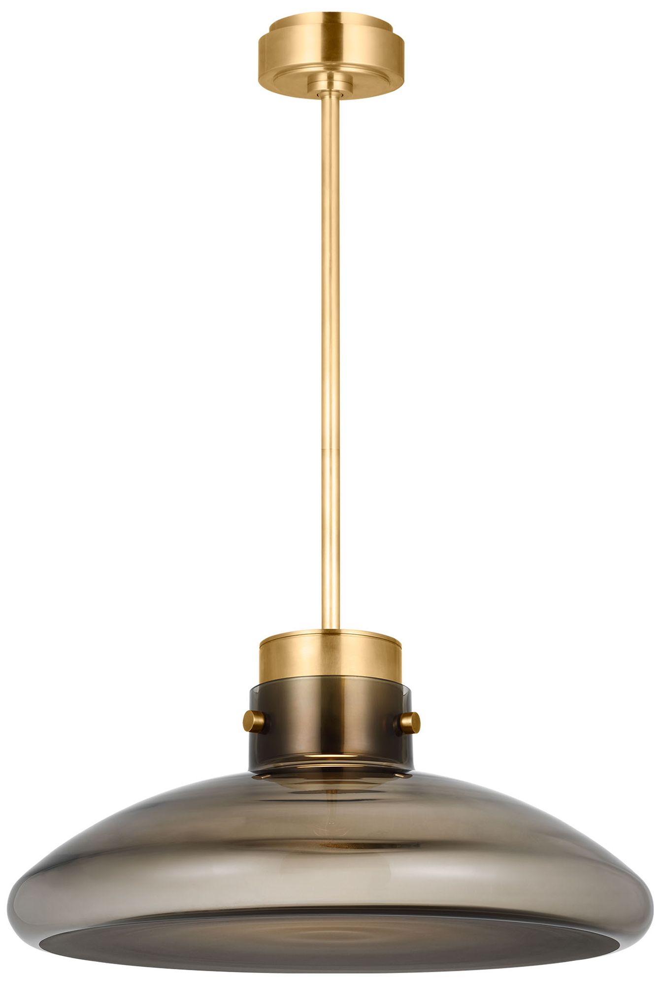 Image 2 Visual Comfort Modern Warm Dim LED 22 inch Brass and Smoked Glass Pendant more views