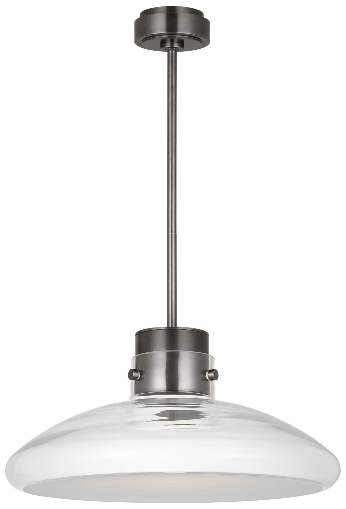 Image 2 Visual Comfort Modern Warm Dim LED 22 inch Bronze and Clear Glass Pendant more views