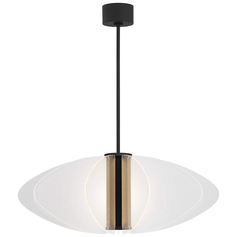Image 6 Visual Comfort Nyra 35" Wide Matte Black LED Pendant Light more views
