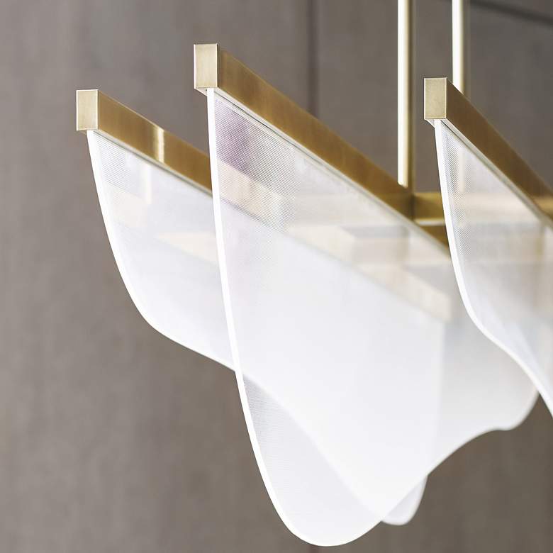 Image 5 Visual Comfort Nyra 60" Plated Brass LED Linear Chandelier more views