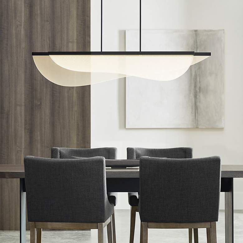 Image 6 Visual Comfort Nyra 60" Wide Black LED Linear Chandelier more views