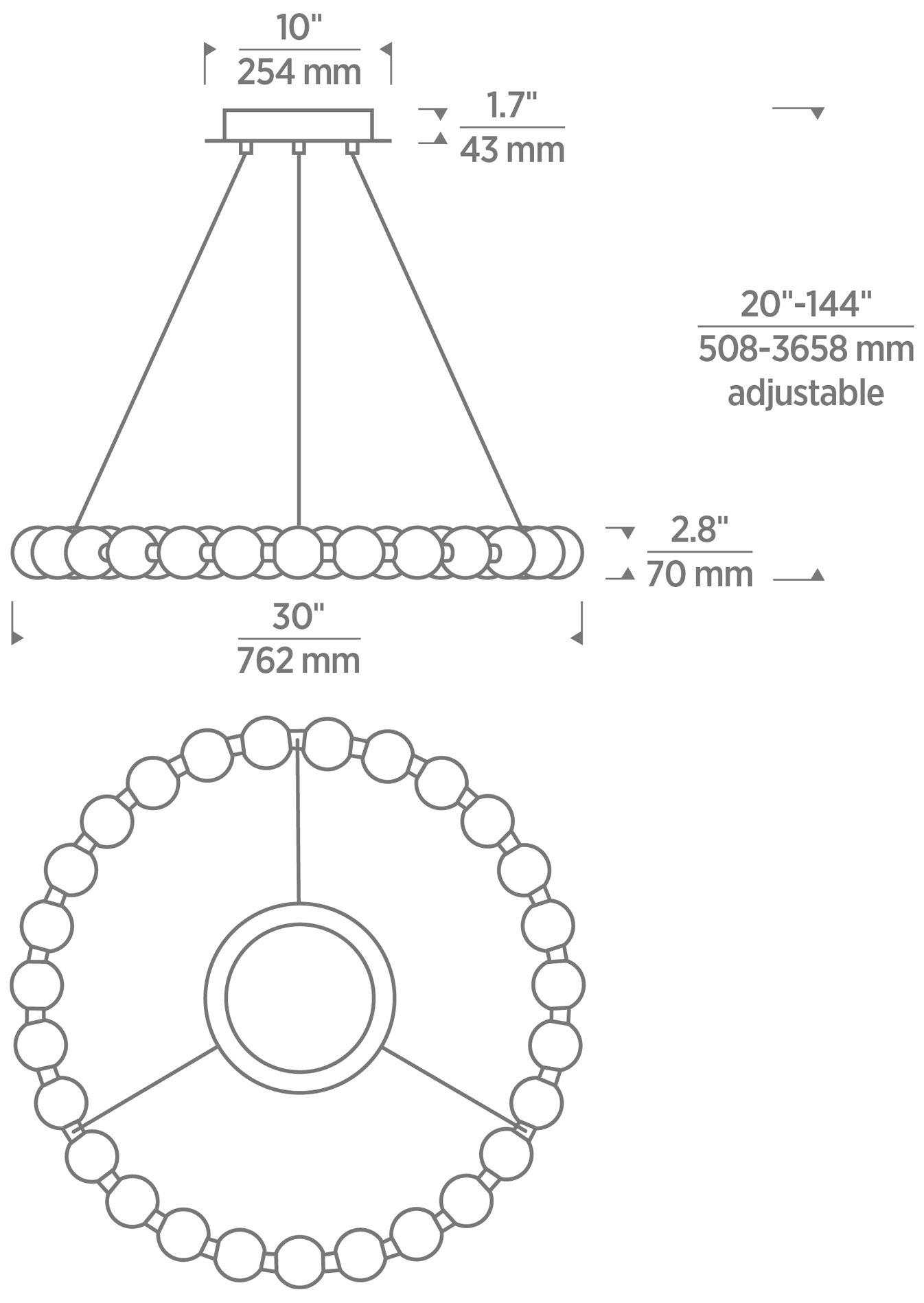 Visual Comfort Orbet 30"W Nightshade Black LED Chandelier