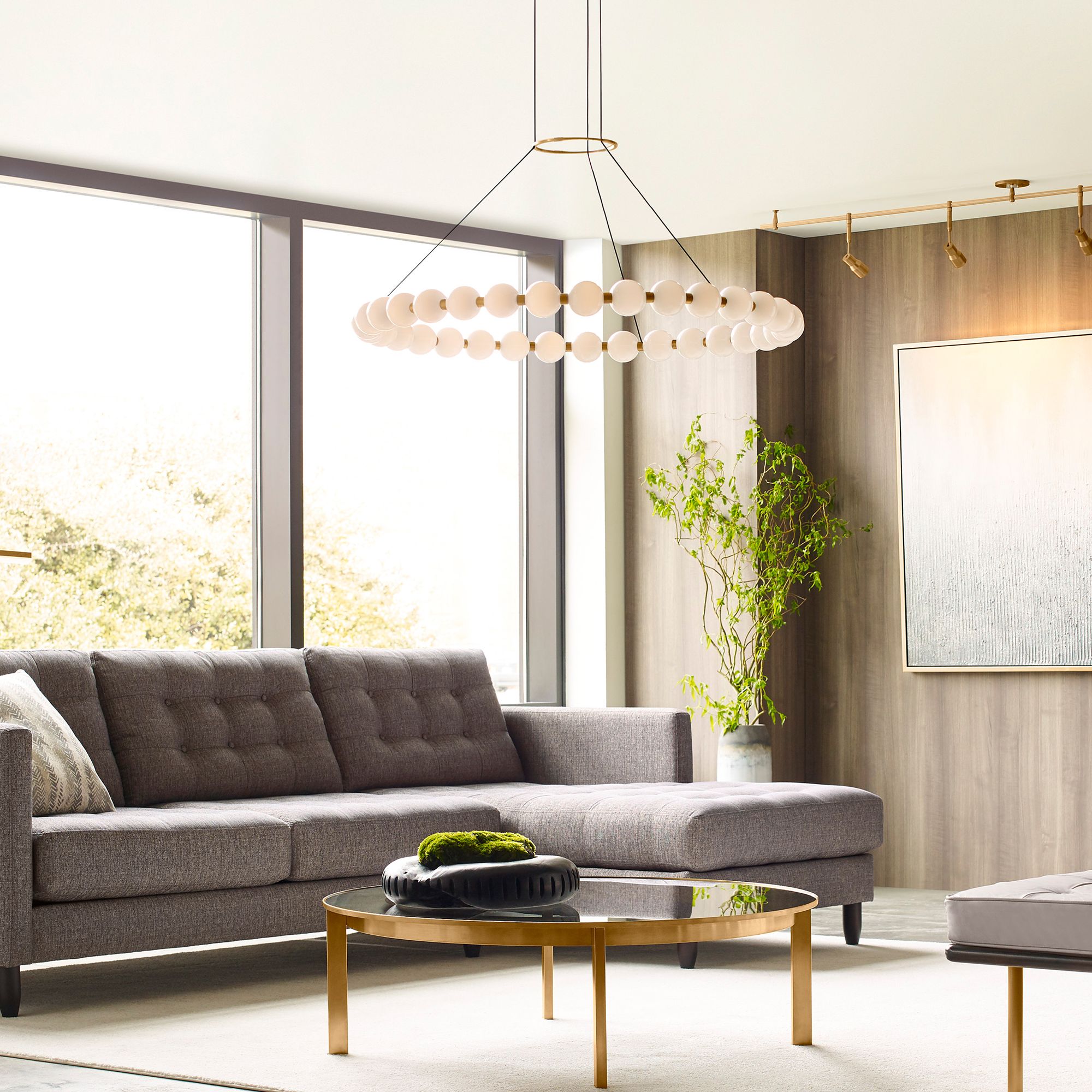 Image 5 Visual Comfort Orbet 36" Wide Natural Brass LED Chandelier more views