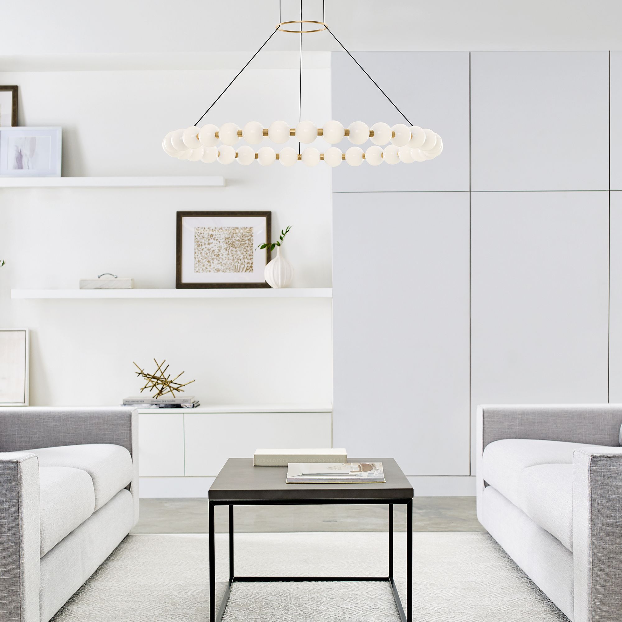 Image 7 Visual Comfort Orbet 36" Wide Natural Brass LED Chandelier more views