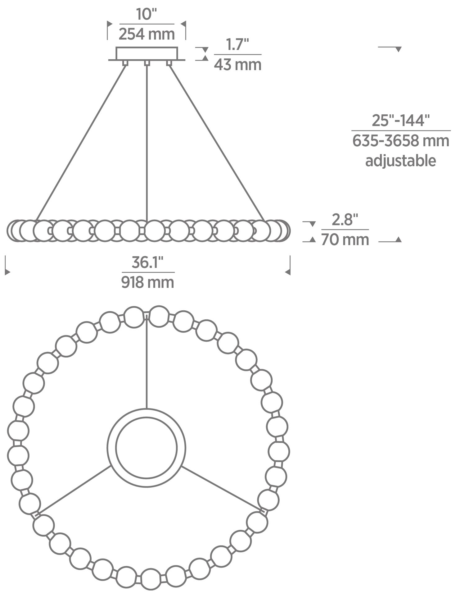 Visual Comfort Orbet 36" Wide Natural Brass LED Chandelier