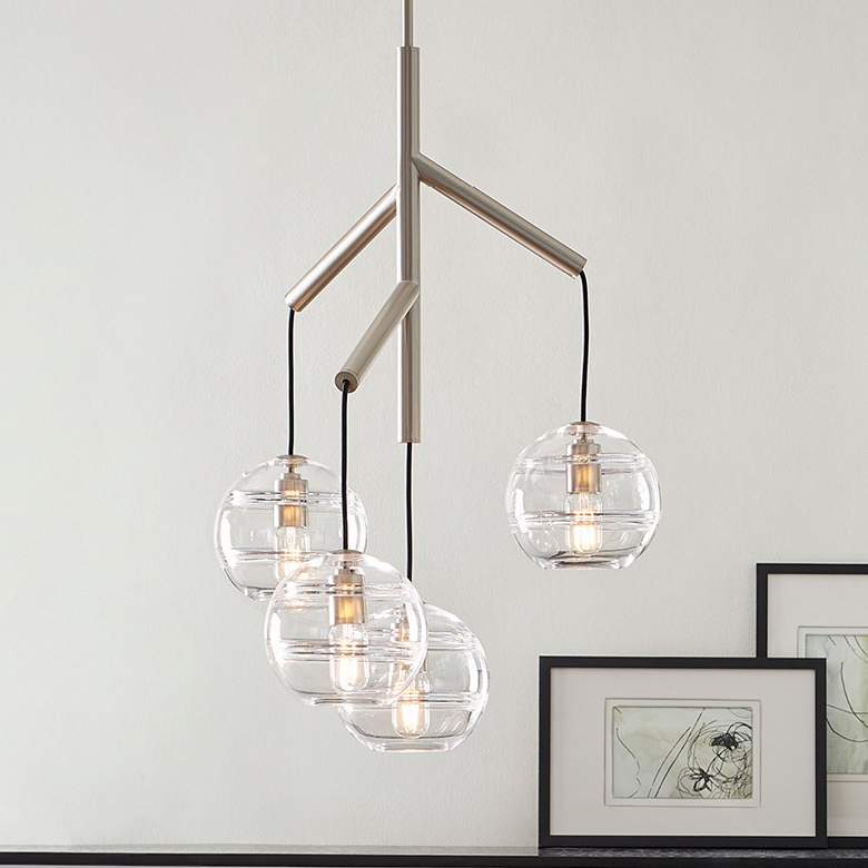 Image 1 Visual Comfort Sedona 24 1/2"W Satin Nickel Clear Glass Chandelier