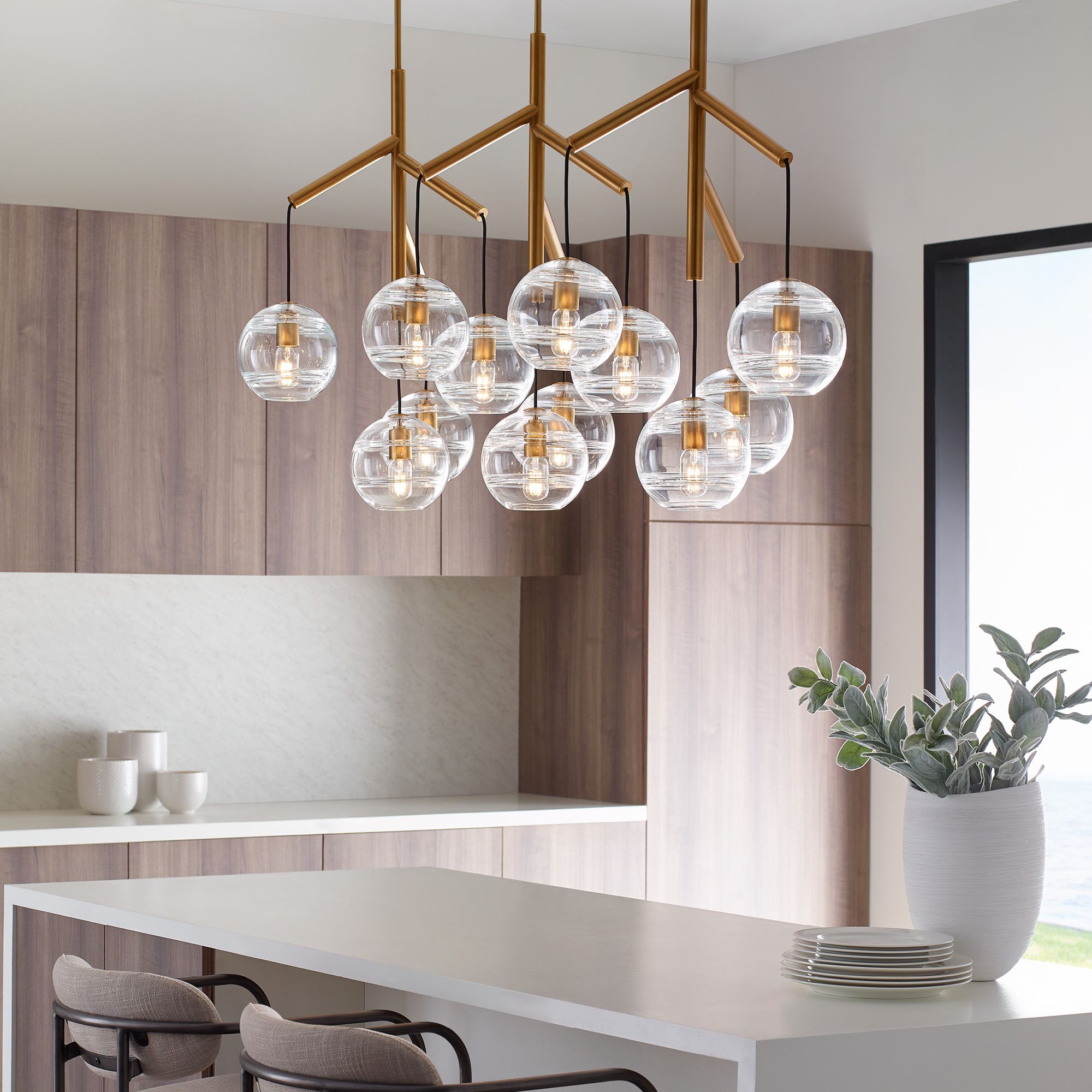 Image 5 Visual Comfort Sedona 62"W Aged Brass 12-Light Chandelier more views