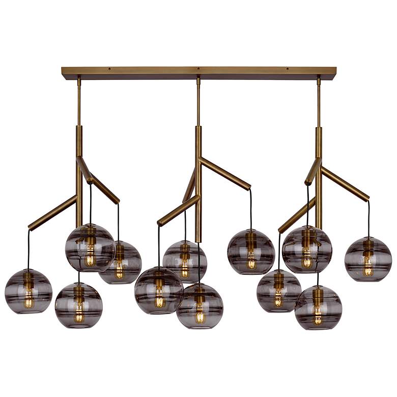 Image 1 Visual Comfort Sedona 62"W Aged Brass Smoke Glass Chandelier