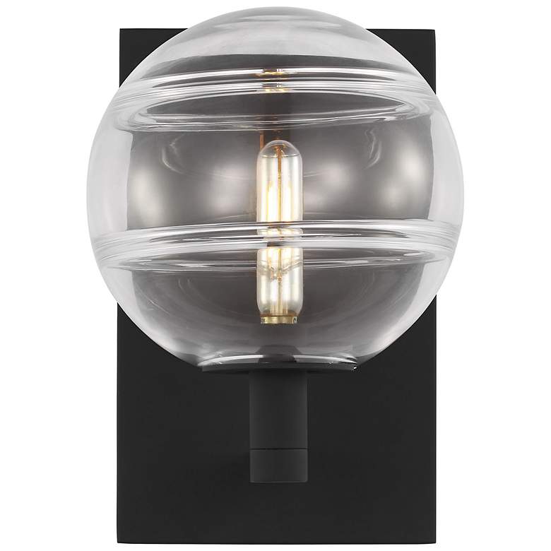 Image 1 Visual Comfort Sedona 9"H Matte Black and Clear Glass Wall Sconce