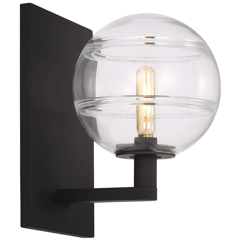 Image 2 Visual Comfort Sedona 9"H Matte Black and Clear Glass Wall Sconce more views