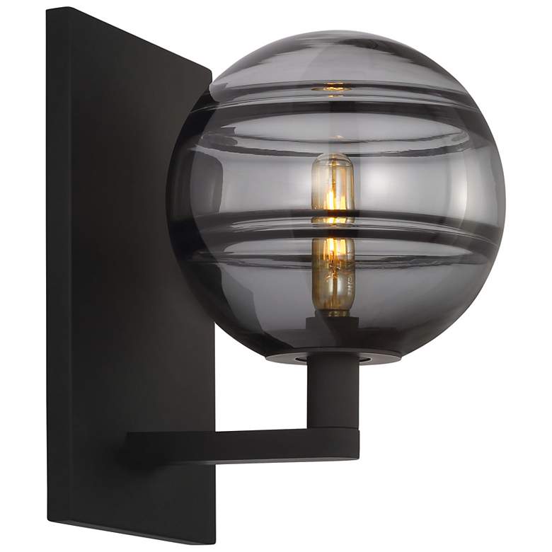 Image 2 Visual Comfort Sedona 9"H Matte Black and Smoke Glass Wall Sconce more views