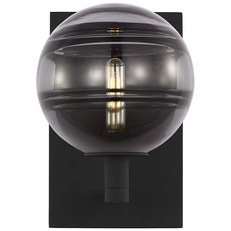 Image 1 Visual Comfort Sedona 9"H Matte Black Smoke Glass Wall Sconce