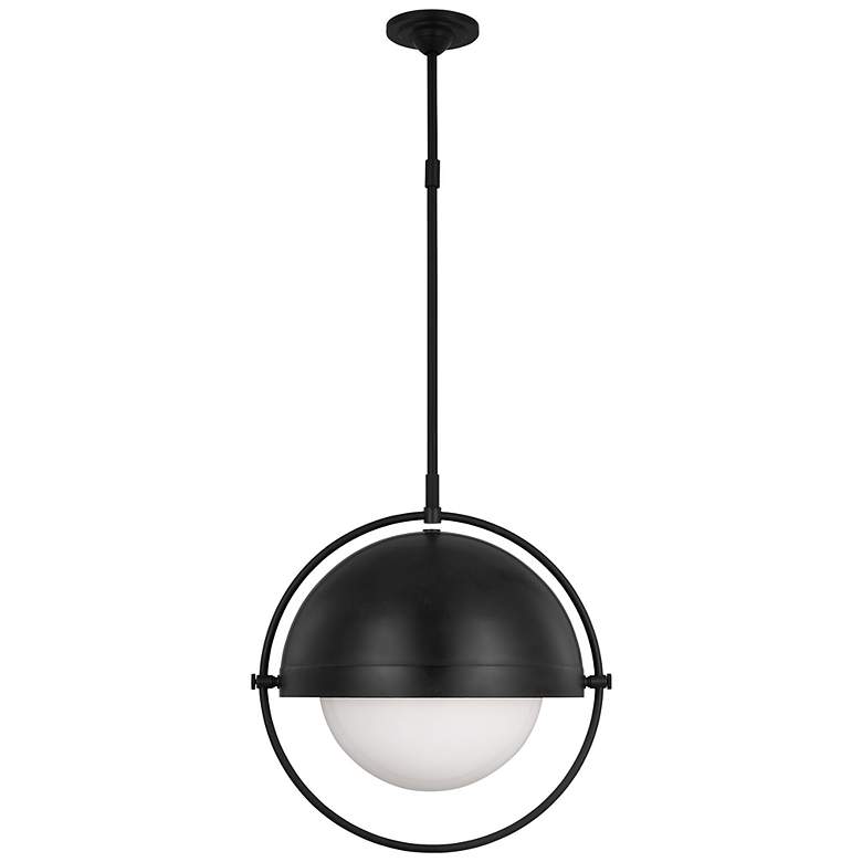 Image 1 Visual Comfort Studio Bacall XL Aged Iron Pendant 1 E26 Medium A19 60w
