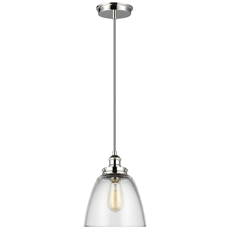 Image 1 Visual Comfort Studio Baskin Dome 9" Polished Nickel Pendant 1 A19 60w