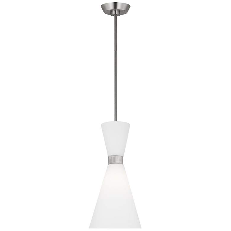 Image 1 Visual Comfort Studio Belcarra Small Brushed Steel Pendant 1 Medium A19 75w