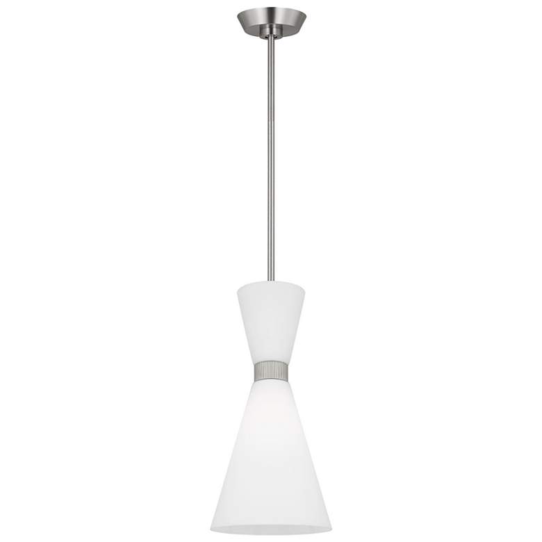 Image 3 Visual Comfort Studio Belcarra Small Brushed Steel Pendant 1 Medium A19 75w more views