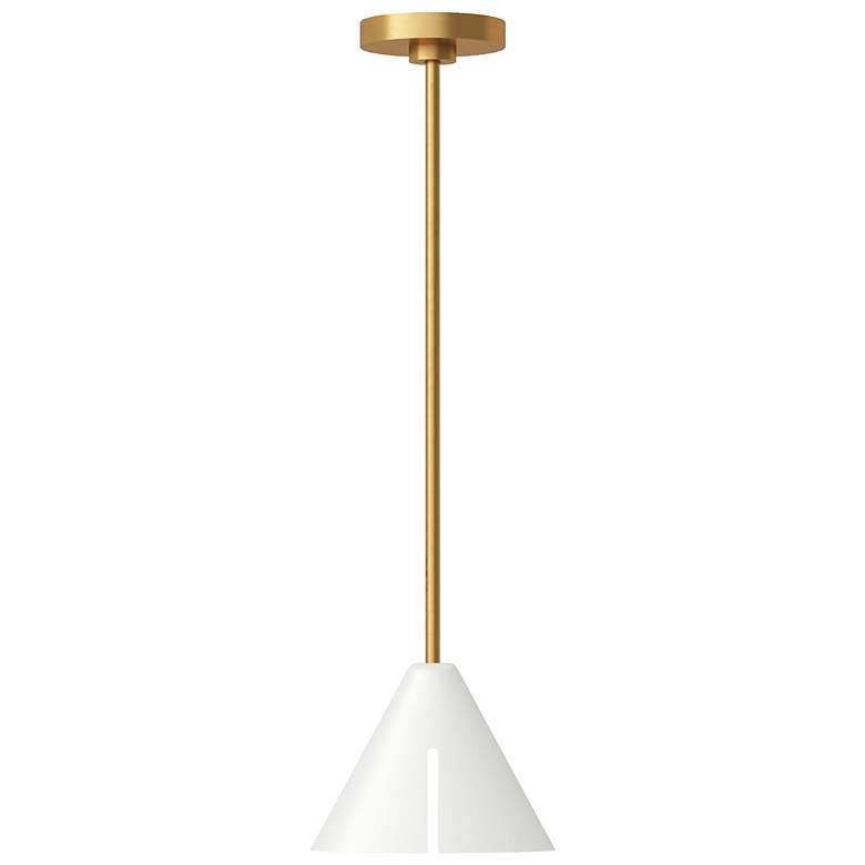 Image 1 Visual Comfort Studio Cambre Matte White and Burnished Brass Pendant