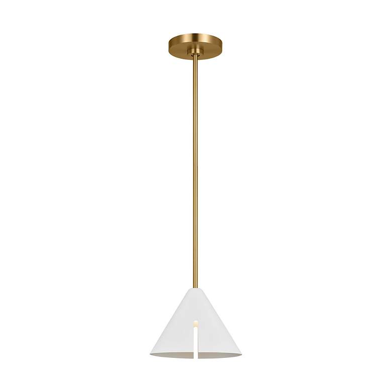 Image 4 Visual Comfort Studio Cambre Matte White and Burnished Brass Pendant more views