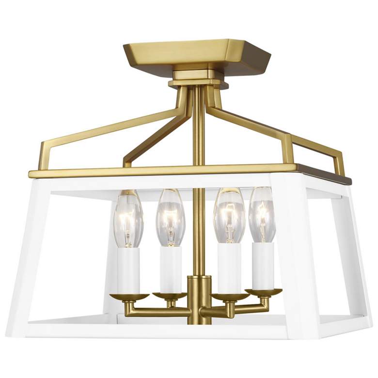 Image 1 Visual Comfort Studio Carlow Matte White / Burnished Brass Ceiling