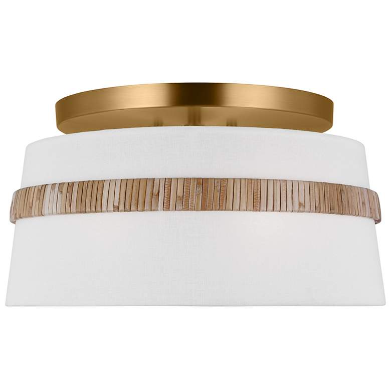 Image 2 Visual Comfort Studio Cordtlandt 14" Rattan and Glass Ceiling Light