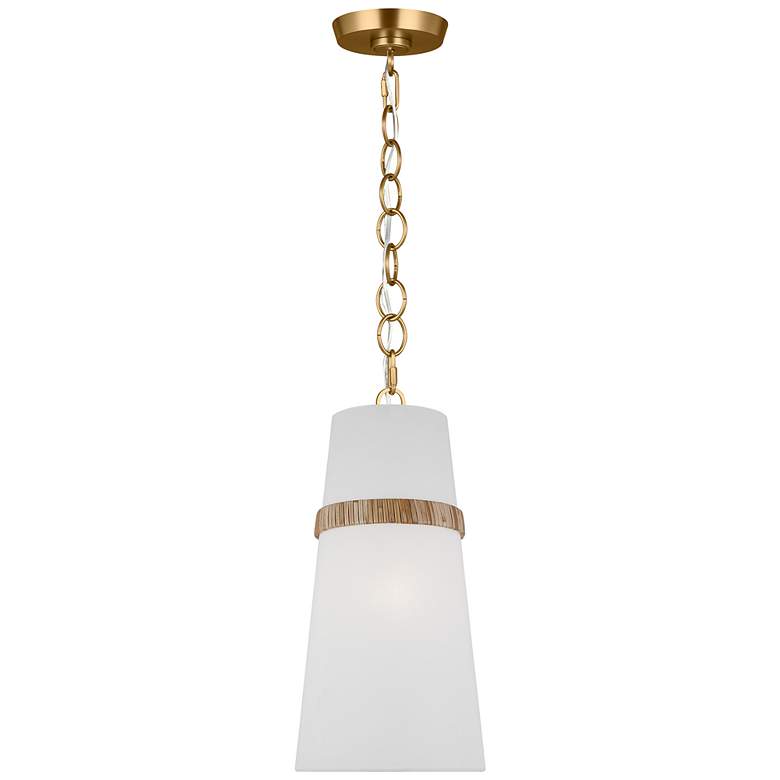Image 1 Visual Comfort Studio Cordtlandt Rattan / Burnished Brass Pendant 1 E26