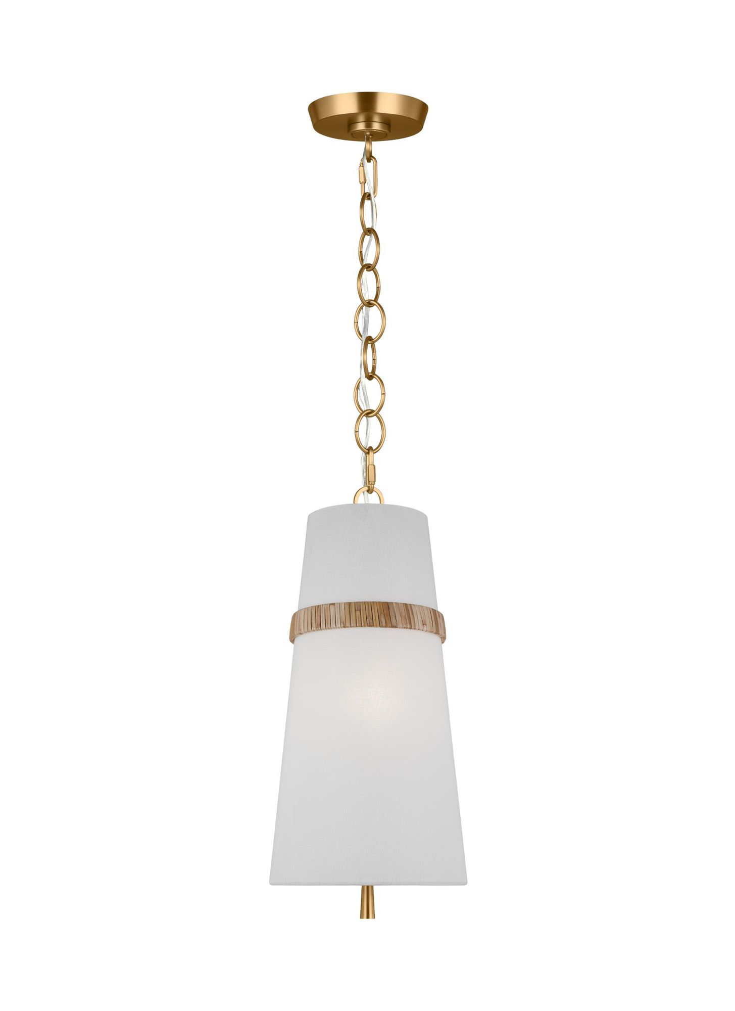 Visual Comfort Studio Cordtlandt Rattan / Burnished Brass Pendant 1 E26