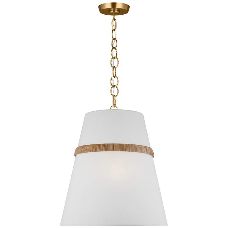 Image 1 Visual Comfort Studio Cordtlandt Rattan / Burnished Brass Pendant 3 E26 Med