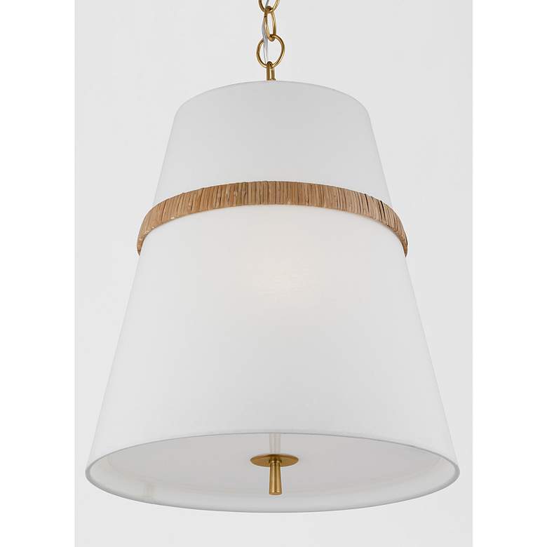 Image 2 Visual Comfort Studio Cordtlandt Rattan / Burnished Brass Pendant 3 E26 Med more views