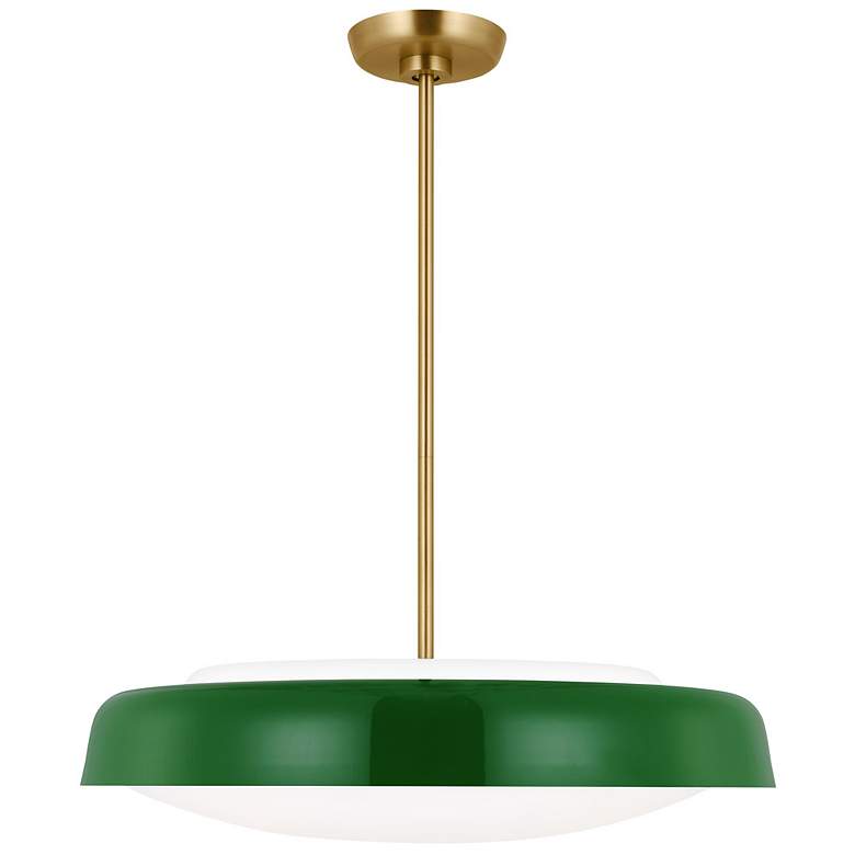 Image 1 Visual Comfort Studio Draper Green / Burnished Brass Pendant 3 E26 Medium