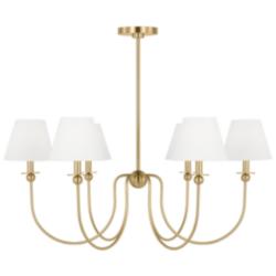 Visual Comfort Studio  Elsay Large Chandelier Torpedo  36.37" Satin Brass