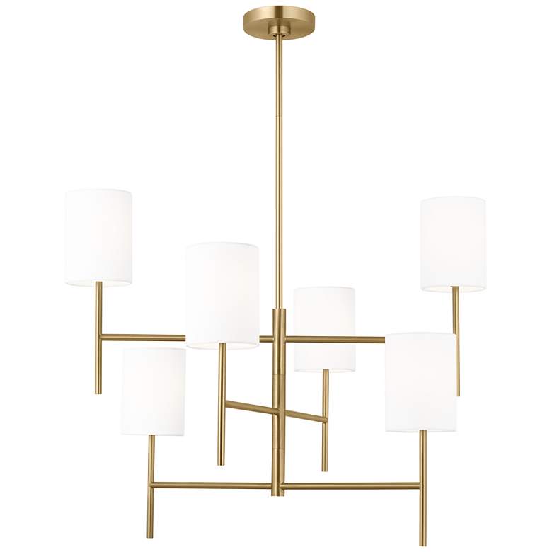 Image 1 Visual Comfort Studio Key Large Chandelier Torpedo 32" Burnished Brass