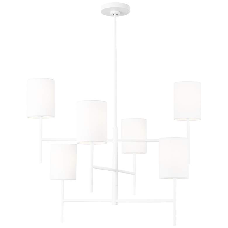 Image 1 Visual Comfort Studio Key Large Chandelier Torpedo 32" White
