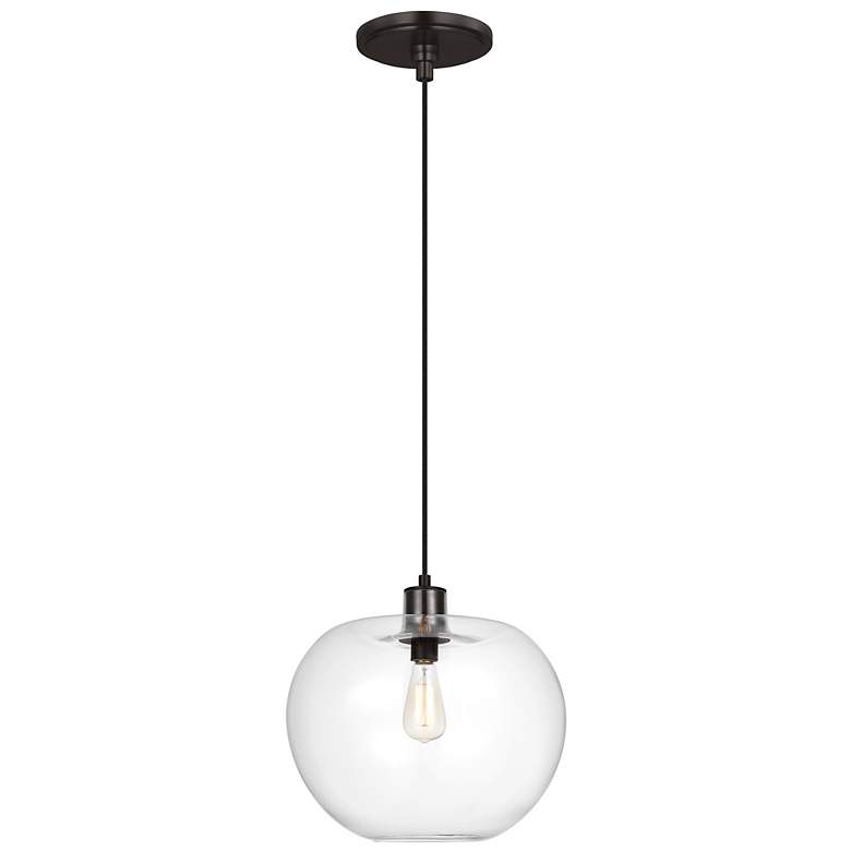 Image 1 Visual Comfort Studio Mela Large Aged Iron Pendant 1 E26 Medium A19 60w