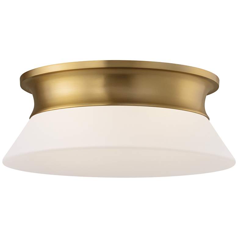 Image 1 Visual Comfort Studio Panos Medium Flush Mount A19 13.87" Burnished Brass