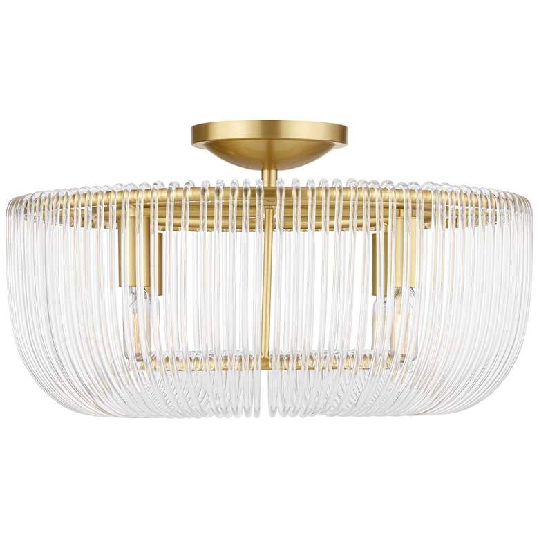 Image 1 Visual Comfort Studio Pierce Medium Flush Mount T8 20" Burnished Brass