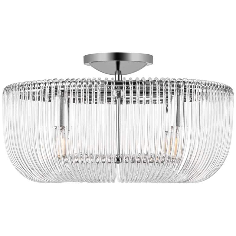 Image 1 Visual Comfort Studio Pierce Medium Flush Mount T8 20" Polished Nickel