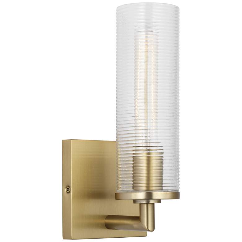 Image 1 Visual Comfort Studio Sarita Small Sconce T10 5" Satin Brass