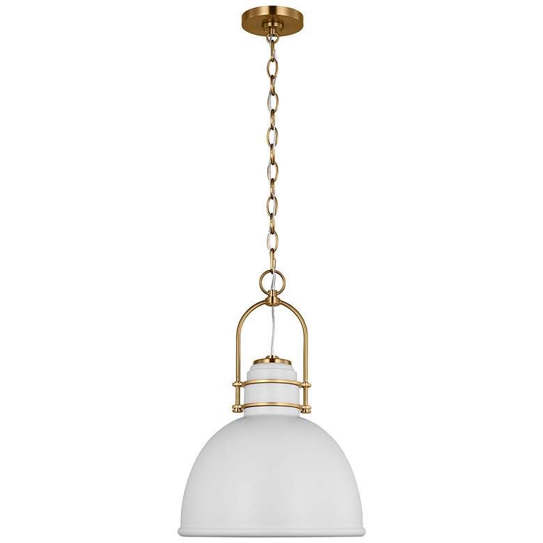 Image 1 Visual Comfort Studio Upland Matte White and Burnished Brass Pendant 1 E26