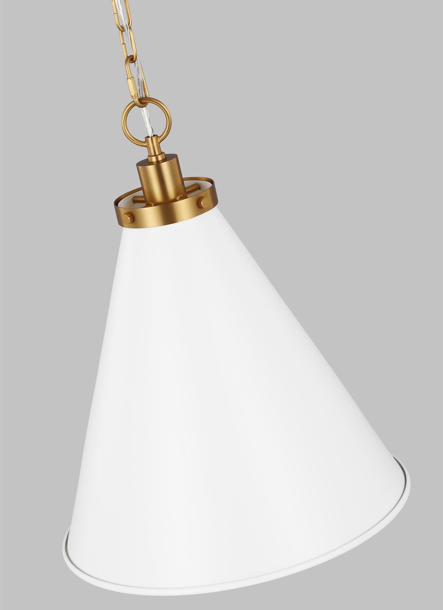 Image 5 Visual Comfort Studio Wellfleet Matte White and Burnished Brass Pendant E26 more views