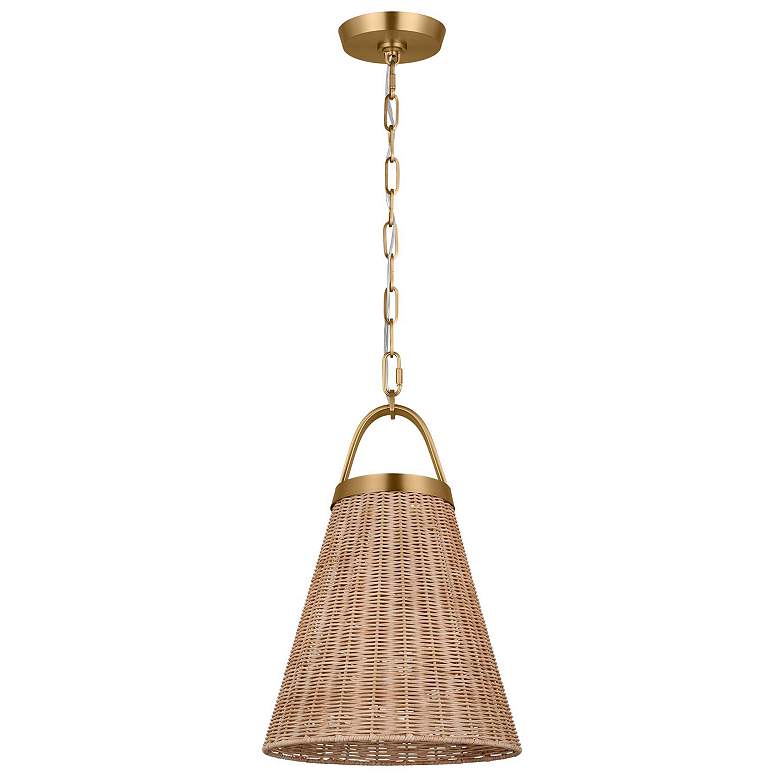 Image 6 Visual Comfort Studio Whitby Burnished Brass / Blonde Rattan Pendant 1 E26 more views