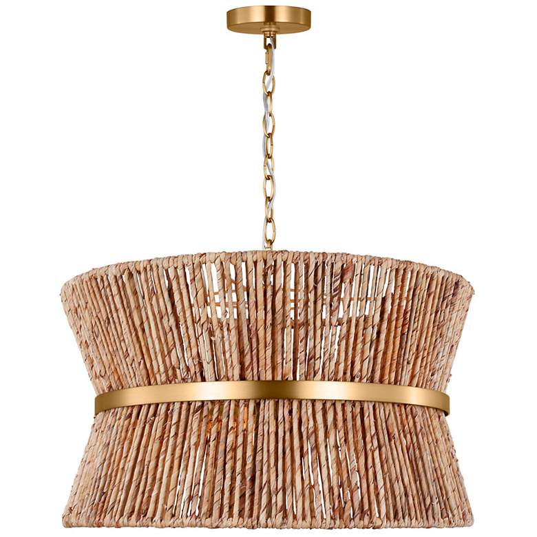 Image 1 Visual Comfort Thurlo 24 1/4" Satin Brass Abaca Fiber Pendant Light