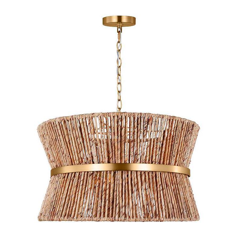 Image 3 Visual Comfort Thurlo 24 1/4" Satin Brass Abaca Fiber Pendant Light more views