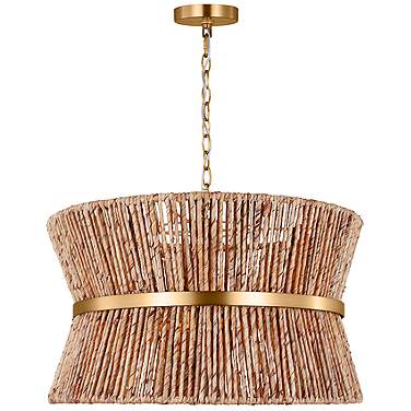 Visual Comfort Thurlo 24 1/4" Satin Brass Abaca Fiber Pendant Light