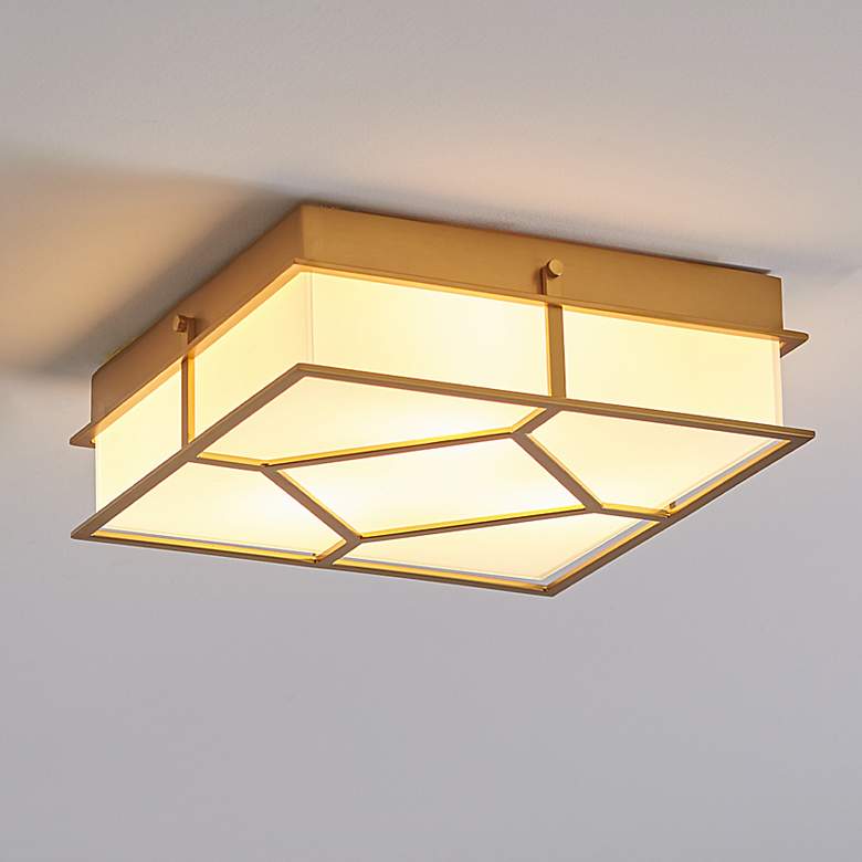 Image 1 Visual Comfort Transom 13" Wide 3-Light Burnished Brass Ceiling Light