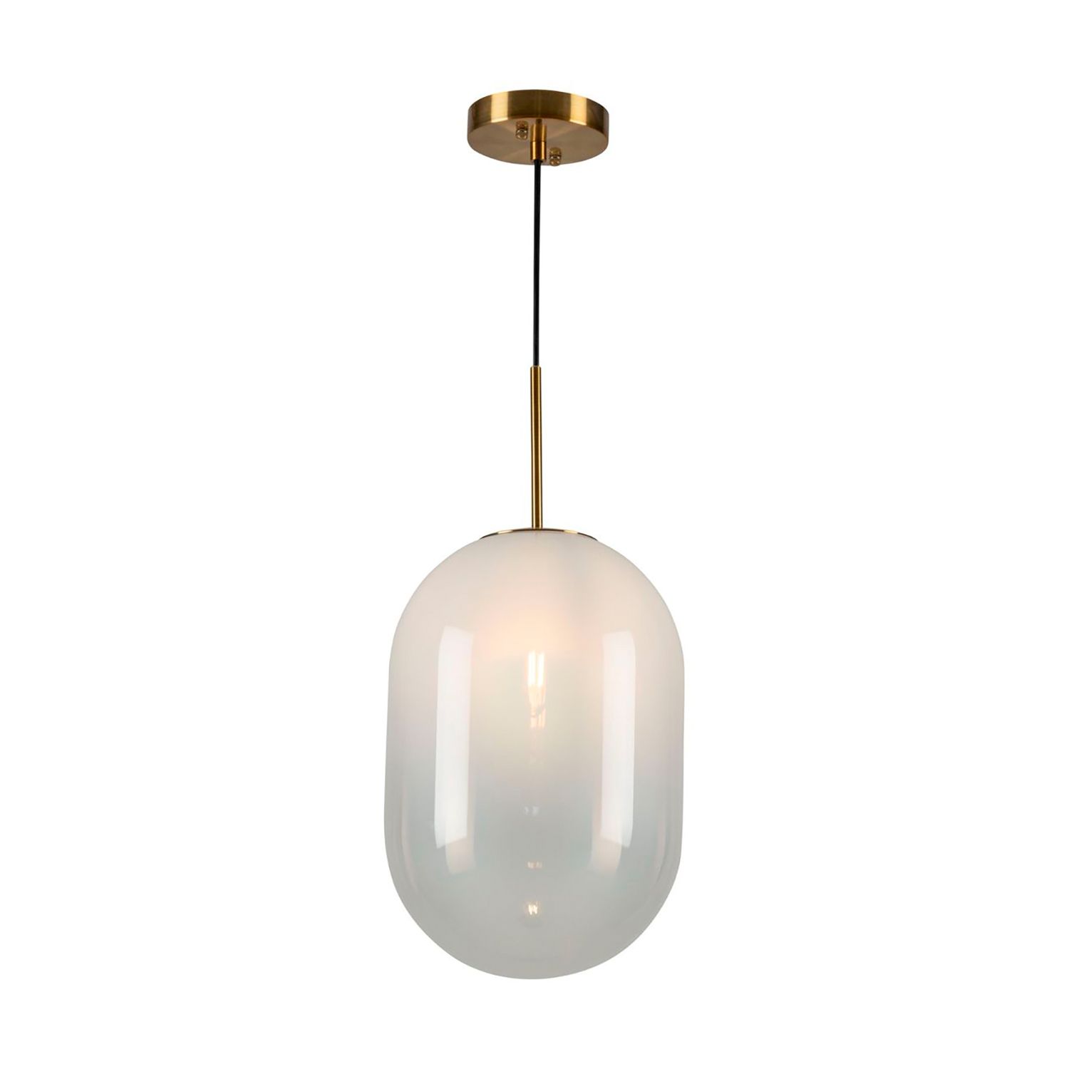 Image 2 Vita 9.4" Wide Brass Pendant With White Ombre Glass Shade more views